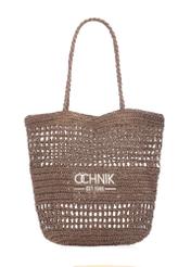 Straw brown women's shopper bag TOREC-0924-1H(W26), front product view on white background.