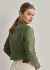 Women's green leather jacket KURDS-0321A-1292(W24)-03