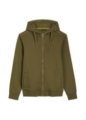 Men's khaki zip-up sweatshirt BLZMT-0078-8D(W26), front product view on white background.