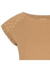 Beige T-shirt with gold print for women TSHDT-0060-81(W21)-04