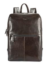 Men's brown leather backpack TORMS-0457-89(W25), product visible from the front on a white background.