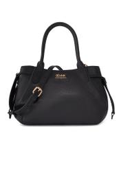Women's leather handbag in black color TORES-1361-9I(Z26), front product view on white background.