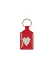 Red leather keychain with heart BRELOK-0219-42(Z25), product view from the front on a white background.