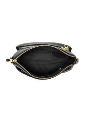 Black women's imitation leather messenger bag TOREC-0966A-99(Z25) - top view of the open bag on a white background.