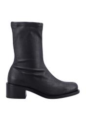 Black leather women's ankle boots BUTYD-1360-99(Z26), side view of the product on a white background.