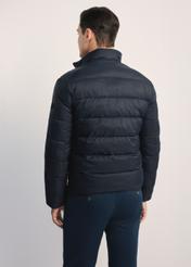 Men's navy blue transitional jacket KURMT-0389-69(Z25), product visible from the back on the model, half of the silhouette visible.