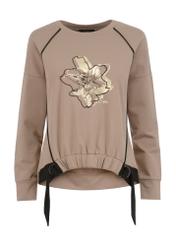 Beige printed women's sweatshirt BLZDT-0083-24(W23)-05