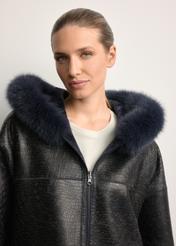 Women's double-sided leather sheepskin coat KOZDS-0094-1397(Z25), close-up of the product detail on the model.