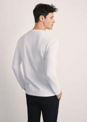 White men's long sleeve blouse LSLMT-0008-11(Z25), product view from the back on the model. Half of the silhouette visible.