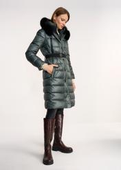 Women's down jacket with belt KURDT-0378-54(Z22)-03