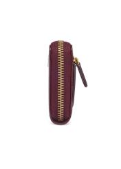 Burgundy small women's wallet PORES-1021-4E(Z26), side view of the product on a light background.
