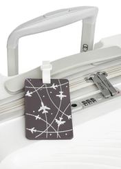 Luggage tag with airplanes AW-012-0013-9C(W26), product view on the suitcase.