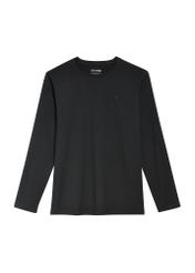 Men's black long sleeve blouse LSLMT-0008-99(Z25), front product view on white background.