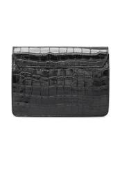 Black small croco leather handbag TORES-1233-9G(W26), product view from the back, on a white background.