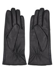 Black suede women's gloves REKDS-0103-99(Z26), product view from the back on a white background.