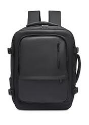 Black large travel backpack PLCMN-0018-99(Z26), front product view on white background.