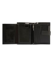 Black leather men's wallet PORMS-0656-99(Z25), product view from the inside on a white background.-02
