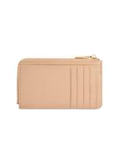 Beige small leather women's wallet PORES-0978R-1B(W26), back product view on white background.