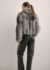 Women's natural gray fur coat FUTDF-0110-9B(Z26), product view from the back on the model. Half of the silhouette visible.