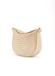 Cream braided leather messenger bag TORES-1109-12(W25)-02