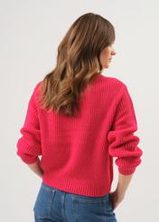 Fuchsia V-neck sweater for women SWEDT-0162-31(Z23)-03