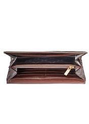 Brown women's croco wallet PORES-0954-89(W25) - product view from above on white background.