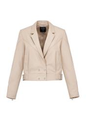 Beige leather jacket for women KURDS-0449-1370(W24)-05