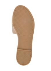 Women's suede flip-flops in cool beige color BUTYD-1255-1K(W26), view of the sole of the product on a white background.