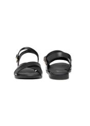 Women's leather sandals in black BUTYD-1259-99(W26), front and back view of the product on a white background.