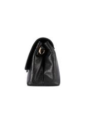 Women's leather handbag in black color TORES-1220-9I(W26) - product view from the side, on a white background.