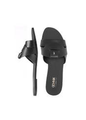 Women's black braided flip-flops BUTYD-0903C-99(W26), top view of the product on a white background.