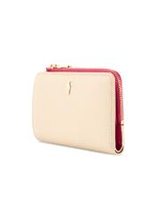 Cream leather women's wallet PORES-0983-0P(W26), diagonal product view on white background.