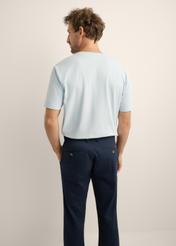 Light blue men's T-shirt TSHMT-0120-7A(Z26). Back view of the product on a model. Half-body view.

