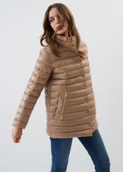 Beige quilted leather jacket for women KURDS-0442-3333(Z23)-02