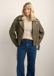 Women's leather jacket khaki KURDS-0650-8D(Z26)