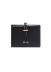 Black leather women's wallet PORES-1007-99(Z26), front product view on white background.