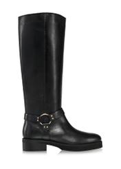 Black leather women's boots BUTYD-1112-99(Z24)-01