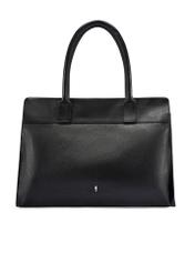Black large leather shopper bag TORES-1237-99(W26), front product view on white background.