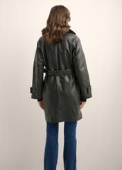 Women's dark brown leather jacket KURDS-0559-1I(Z26) - back view of the product, on a model, against a light background. Full body visible.