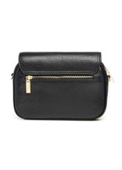 Black leather women's messenger bag TORES-1274-9I(W26), product view from the back on a white background.