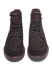 Dark brown suede men's ankle boots BUTYM-0581-1I(Z26), front product view on white background.