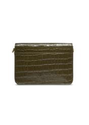 Women's leather croco handbag in khaki color TORES-1324-8D(Z26) - product view from the back, on a white background.