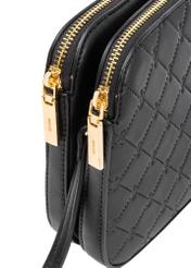 Black women's messenger bag with monogram TOREC-0205F-98(Z25), close-up of the product detail on a white background.