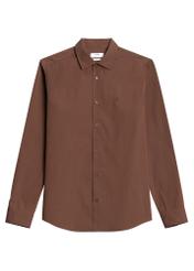 Dark brown men's shirt KOSMT-0364-1H(Z26), product view from the front on a white background.