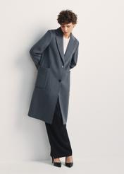 Women's Gray Wool Coat PLADT-0065-91(Z25) - Front view of the product on a model against a white background. Full body visible.