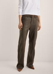 Dark brown women's leather pants SPODS-0051-1I(Z26)
