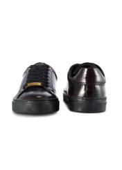 Women's leather shoes in burgundy color BUTYD-1188-09(Z25), product view from the front and back on a white background.
