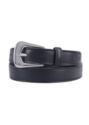 Black leather women's belt PASDS-0348-99(Z26), front product view on white background.