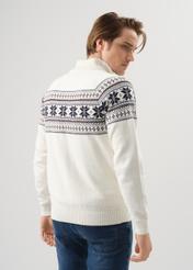 Cream Norwegian pattern men's sweater SWEMT-0133-12(Z24)-03