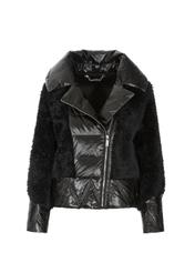 Women's short black wool fur coat FUTDT-0039-99(Z21)-02